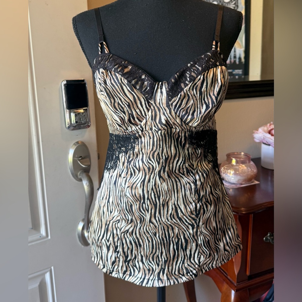Vintage Guess Jeans Animal Print Bustier Style Tank size Medium